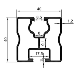 PV Aluminium Montageprofil  40x40 (3600) für Solar Panele