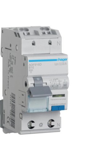 HAGER FI-LS 1P+N 6kA B-16A 30mA Typ F QC