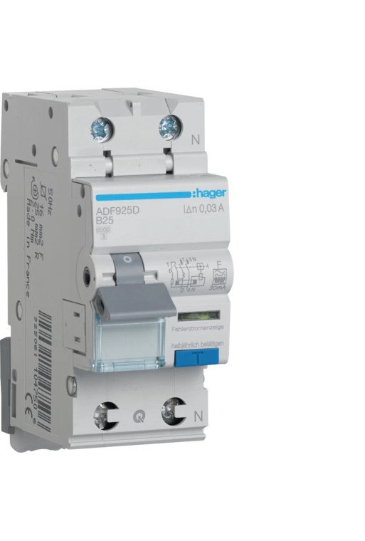 HAGER FI-LS 1P+N 6kA B-25A 30mA Typ F QC
