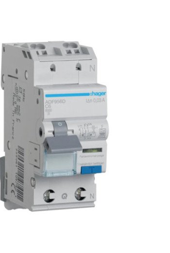 HAGER FI-LS 1P+N 6kA C-6A 30mA Typ F QC