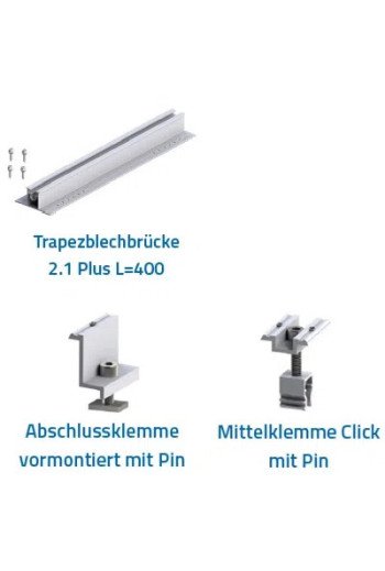 Alumero Unterkonstruktion TRAPEZ silber für 33 Module mit 35mm Rahmenhöhe