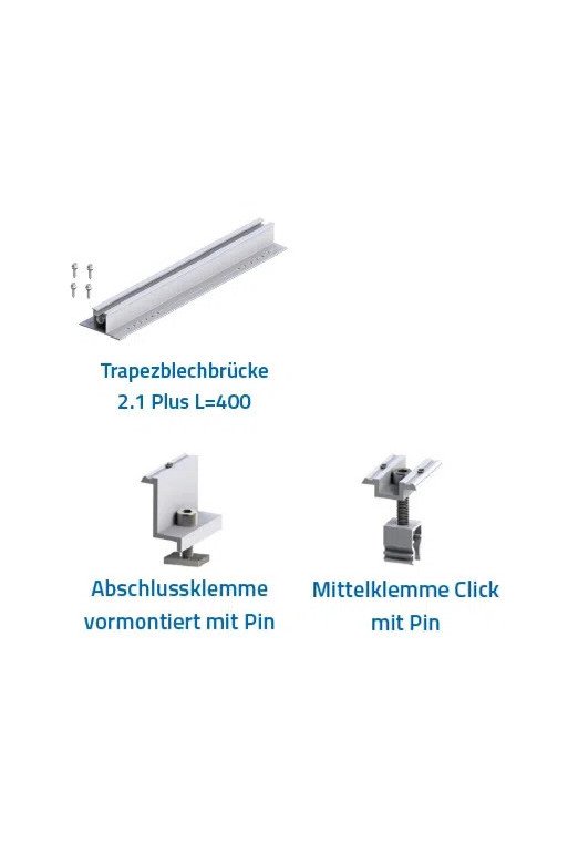 Alumero Unterkonstruktion TRAPEZ silber für 33 Module mit 35mm Rahmenhöhe