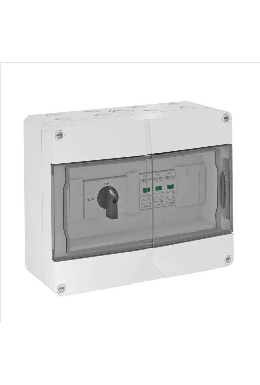 OBO Generatoranschlusskasten 2 PV-String mit Trennschalter 1000V DC lichtgrau RAL 703