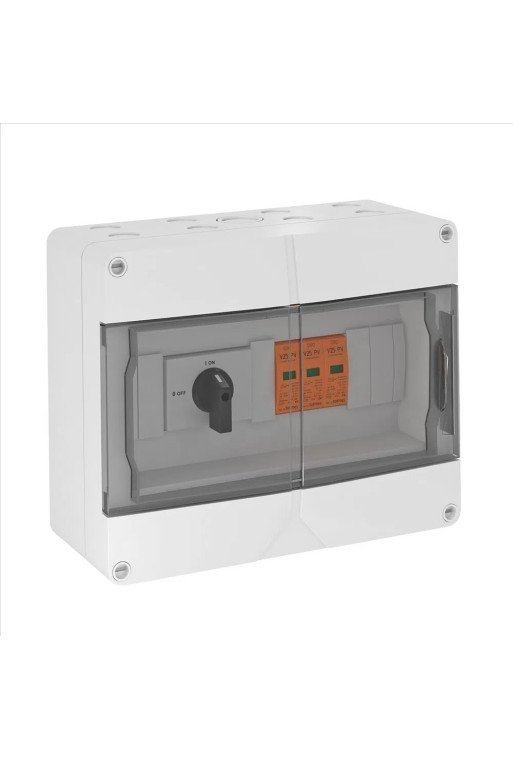 OBO Generatoranschlusskasten 2 PV-String mit Trennschalter 900V DC lichtgrau RAL 7035