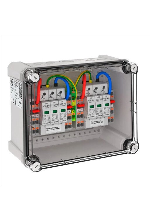 OBO Generatoranschlusskasten 2x2 PV-String a uf 2 WR-MPP 1000V DC lichtgrau RAL 7035