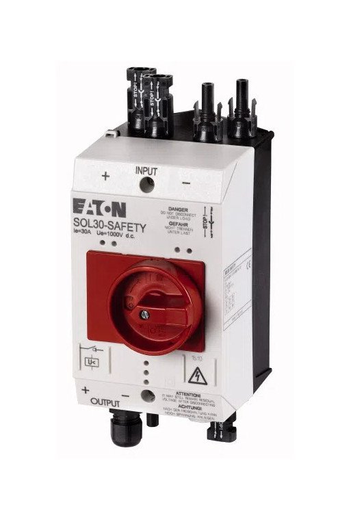 EATON PV-Feuerwehrschalter als DC-Trennstelle zwischen PV-Generator und Wechselrichter