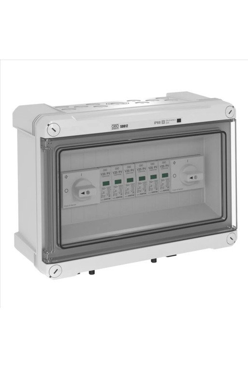 OBO PV-Systemlösung im Gehäuse 2 String auf 2 WR mit Schalter 1000V DC Polycarbonat