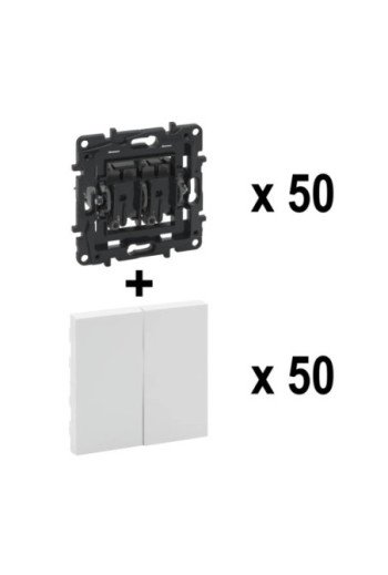 LEGRAND Niloe Step Bigbox 50 X Einsatz Doppelwec hselschalter 10AX Farbe Ultraweiß