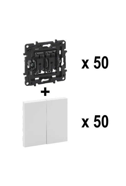 LEGRAND Niloe Step Bigbox 50 X Einsatz Doppelwec hselschalter 10AX Farbe Ultraweiß