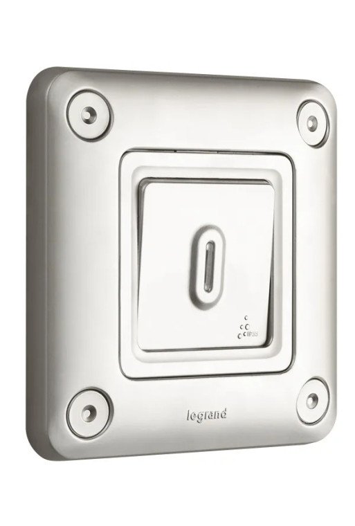 LEGRAND Taster Schließer (SL) 1-polig mit separa tem Meldekontakt Soliroc IP55 IK10 grau