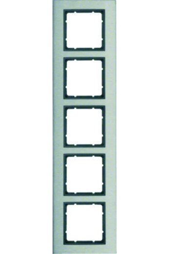 BERKER B.7 Rahmen 5fach waagrecht Edelstahl f. Zentralstück anthrazit matt