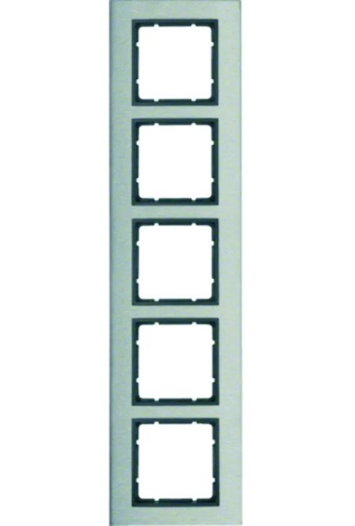 BERKER B.7 Rahmen 5fach waagrecht Edelstahl f. Zentralstück anthrazit matt