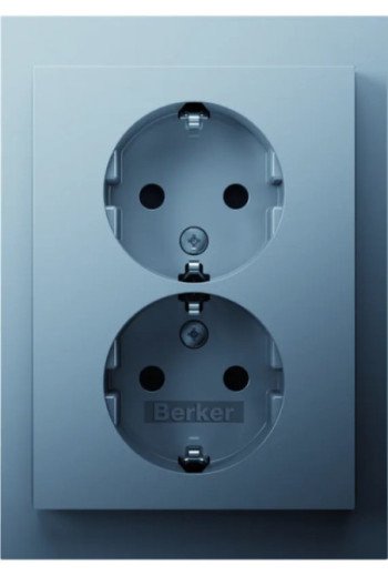 BERKER K.5 Doppelsteckdose mit Rahmen Aluminium lackiert