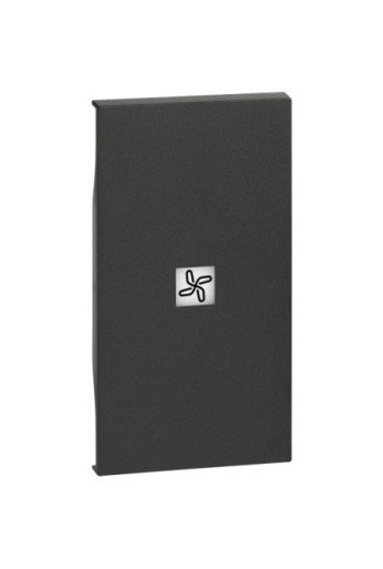 BTICINO LivingNow 2-modulige Tastenabdeckung mit Symbol "Ventilator" in der Farbe Black