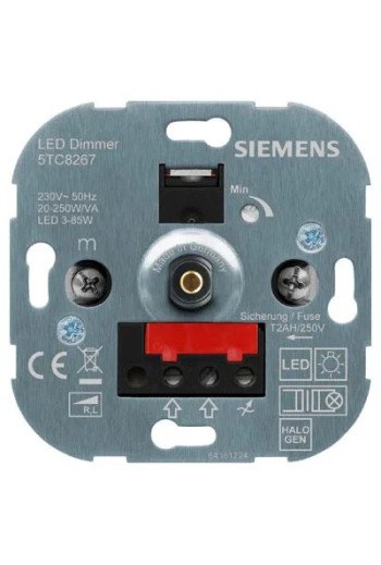SIEMENS Drehdimmer mit Druckknopf An/Aus für LED Lampen 3-85 W und Glühlampen und Hal...