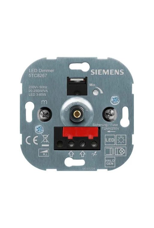 SIEMENS Drehdimmer mit Druckknopf An/Aus für LED Lampen 3-85 W und Glühlampen und Hal...