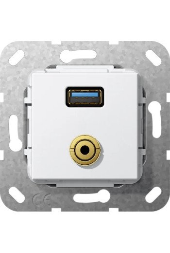 GIRA USB 3.0 A M-Klinke K-Peitsche Einsatz Re inweiß