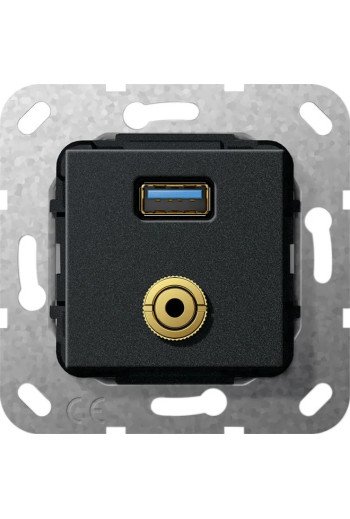 GIRA USB 3.0 A M-Klinke Kpl. K-Peitsche Einsa tz Schwarz m