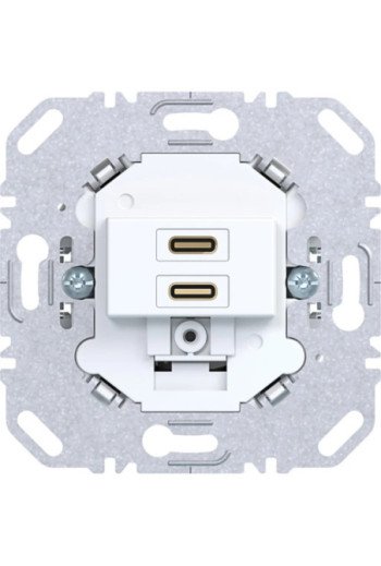 HAGER Ladesteckdose USB C 2f PD weiß matt
