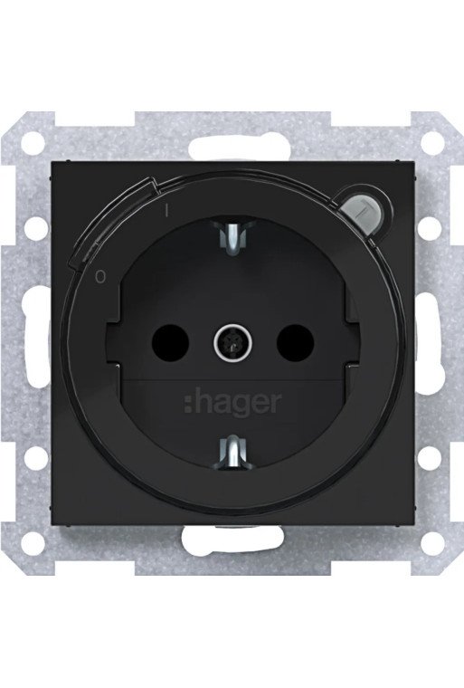 HAGER SD SCHUKO FI erh. BS Ax/Cx schwarz gl