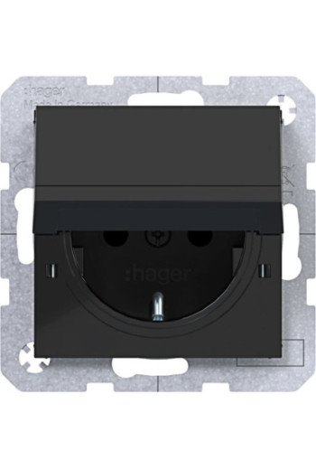 HAGER SD SCHUKO KLD EHBS Ax/Cx nachtschwarz gl