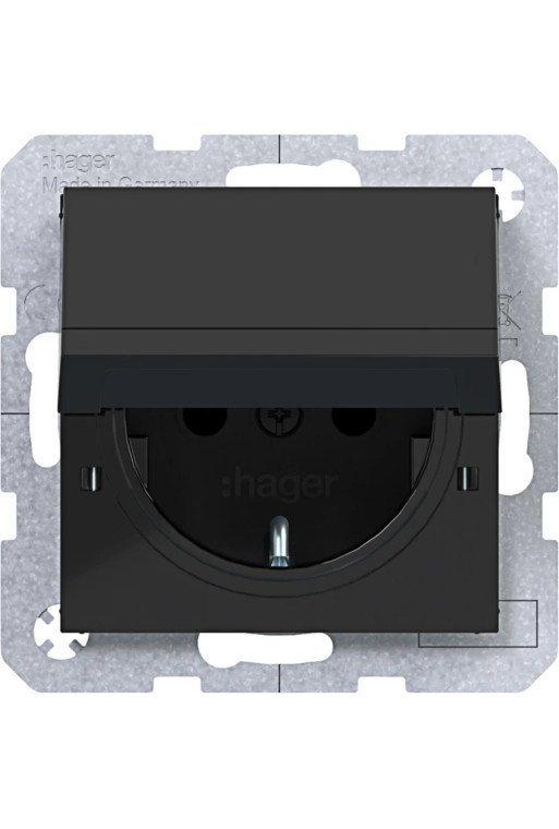 HAGER SD SCHUKO KLD EHBS Ax/Cx nachtschwarz gl