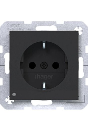 HAGER SD SCHUKO O.-Licht EHBS Ax/Cx schwarz mt