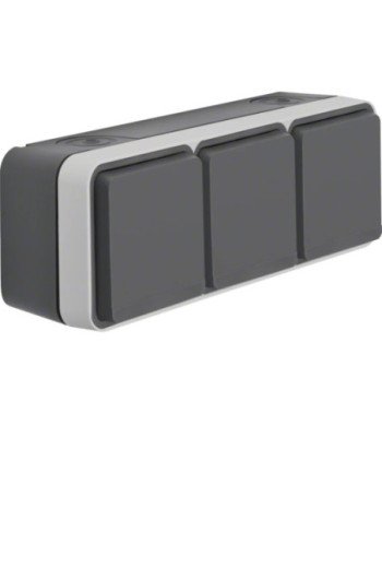 HAGER Std. SCHUKO 3-f. wg. KD AP EHBS W.1 grau