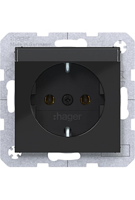 HAGER Std. SCHUKO B.feld SK Ax/Cx schwarz gl