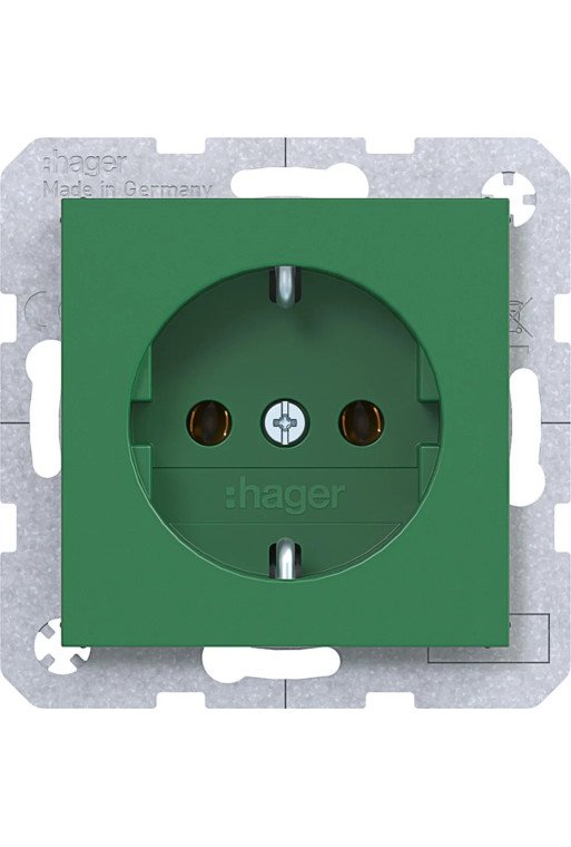 HAGER Steckd. SCHUKO Steckkl. Ax/Cx grün gl