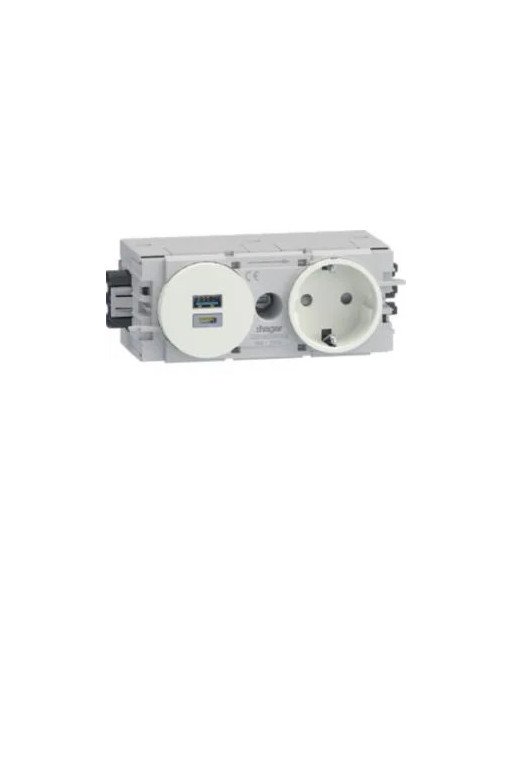 HAGER Steckdose 1f. + USB A/C Wago C-Profil vw