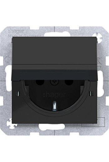 HAGER Stkd SCHUKO KLD EHBS A.x/C.x schwarz gl