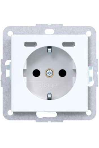 HAGER Stkd SCHUKO USB-C 2f 20W A.x/C.x lw gl