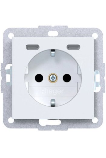 HAGER Stkd SCHUKO USB-C 2f 20W A.x/C.x lw ma