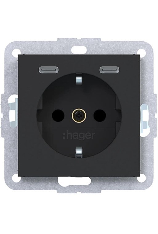 HAGER Stkd SCHUKO USB-C 2f 20W A.x/C.x sch ma