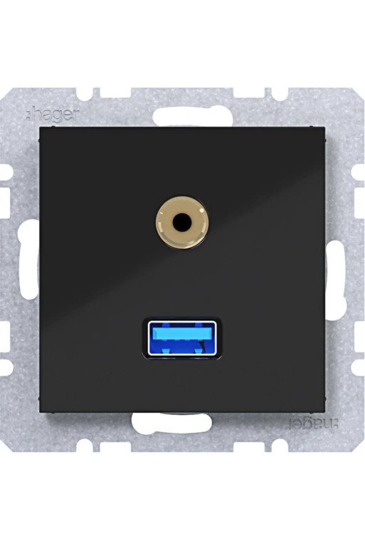 HAGER USB/35mm Audio Steckd. Ax/Cx schwarz gl