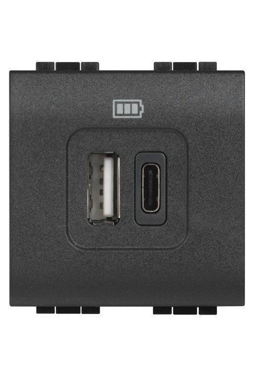 BTICINO Living Light USB-A+C Lademodul 2-M Anthr