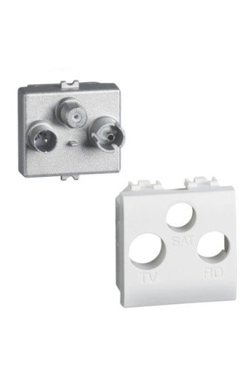 BTICINO LivingLight Anschlussdose für TV-Radio-S at 2-modulig in der Farbe WEISS
