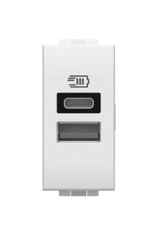 BTICINO LivingLight USB-Ladesteckdose 1 Modul mi t 1x USB-A und 1x USB-C