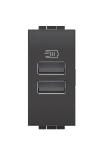 BTICINO LivingLight USB-Ladesteckdose 1-modulig mit 2x USB-A in der Farbe anthrazit