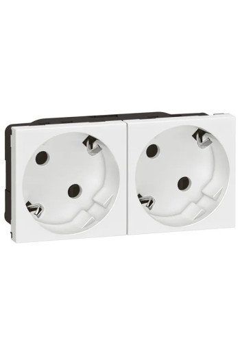 GGK 2-fach Steckdose 45 mm reinweiss 45°schräg Steckklemme innenliegend