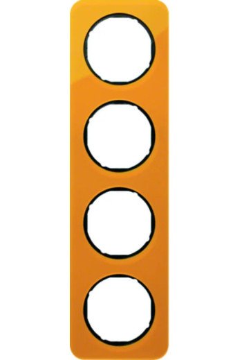 BERKER R.1 Rahmen 4fach Acryl orange / schwarz glänzend