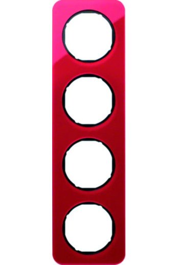 BERKER R.1 Rahmen 4fach Acryl rot / schwarz glänzend