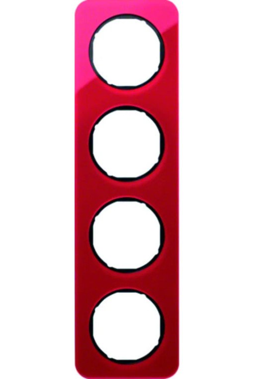 BERKER R.1 Rahmen 4fach Acryl rot / schwarz glänzend
