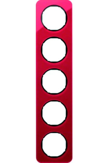 BERKER R.1 Rahmen 5fach Acryl rot / schwarz glänzend