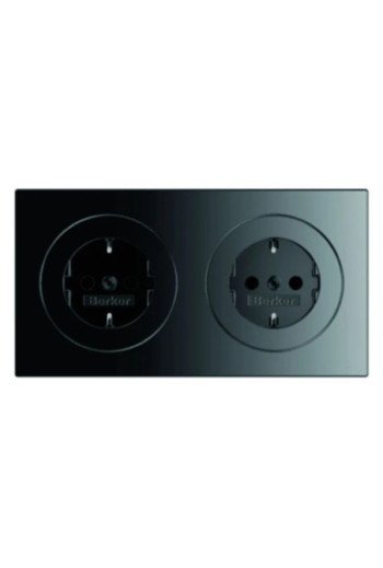BERKER R.3 SSD 2fach mit Rahmen schwarz glänzend