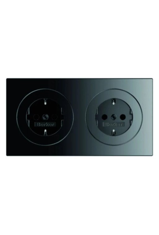 BERKER R.3 SSD 2fach mit Rahmen schwarz glänzend