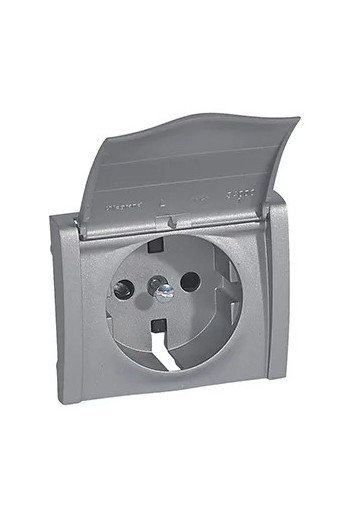 LEGRAND Abdeckung Steckdose erhöhter Berührungss chutz Klappdeckel Galea Soft Aluminium