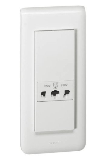 LEGRAND Mosaic Rasiersteckdose mit Abdeckung 5-m odulig vertikal Farbe: Ultraweiß