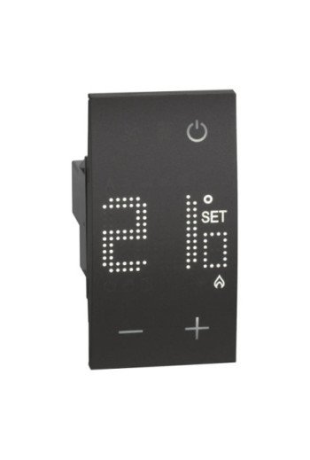 BTICINO LivingNow 2-moduliger Thermostat mit Dis play in der Farbausführung Black